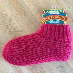 Vtg 1997 Equalizer Sweater Booties Pink Knit Slipper Socks OSFA NEW Cozycore